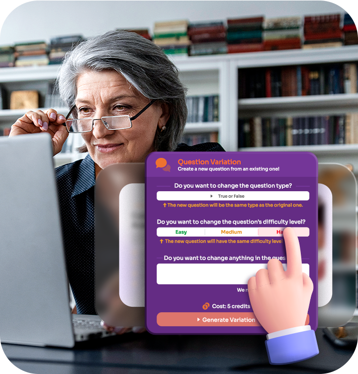 We provide tools to create question variations, allowing changes in difficulty, type, or any other aspect of the question.
