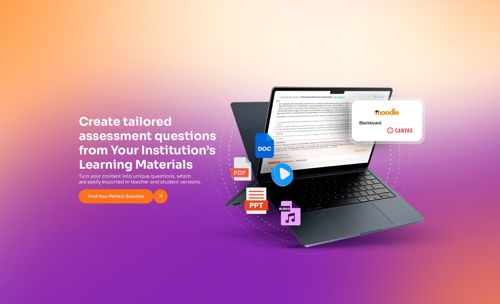 Turn your content into unique questions, which are easily exported in teacher and student versions.